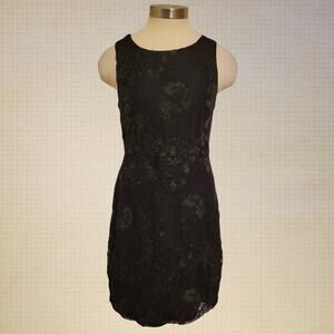 Forever 21 Black Lace Cocktail Sheath Dress Satin Overlay Size M